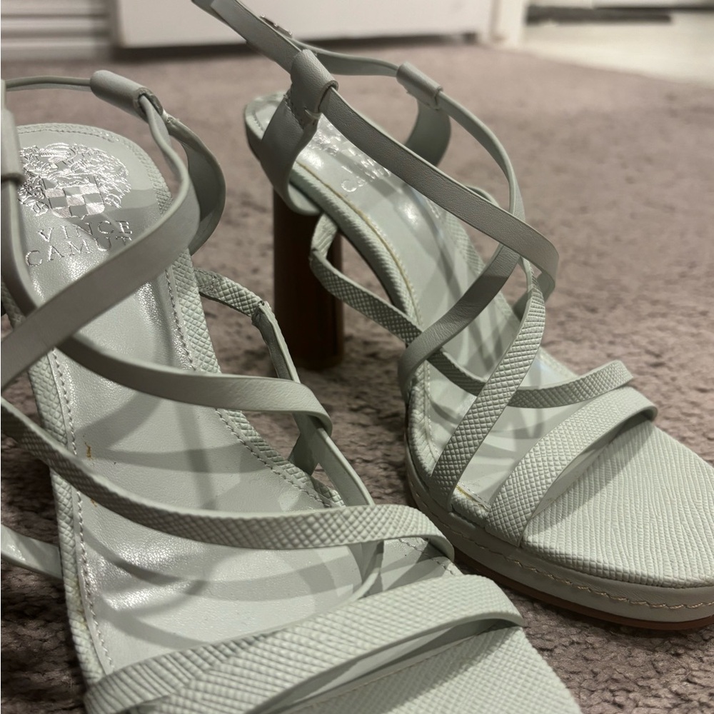 vince camuto strappy mint green heels